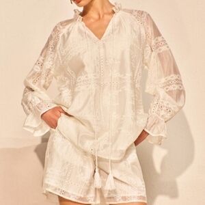 Commense Ivory Lace Top and Shorts Ensemble